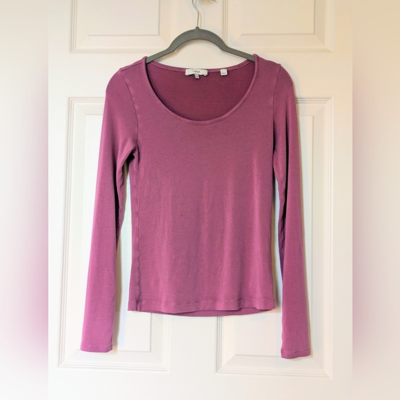 Vince Maeve Purple Scoopneck Lightweight Long Sleeve T-Shirt, size XS - Picture 2 of 5